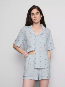 Gedrukte korte boyfriend-pyjama’s