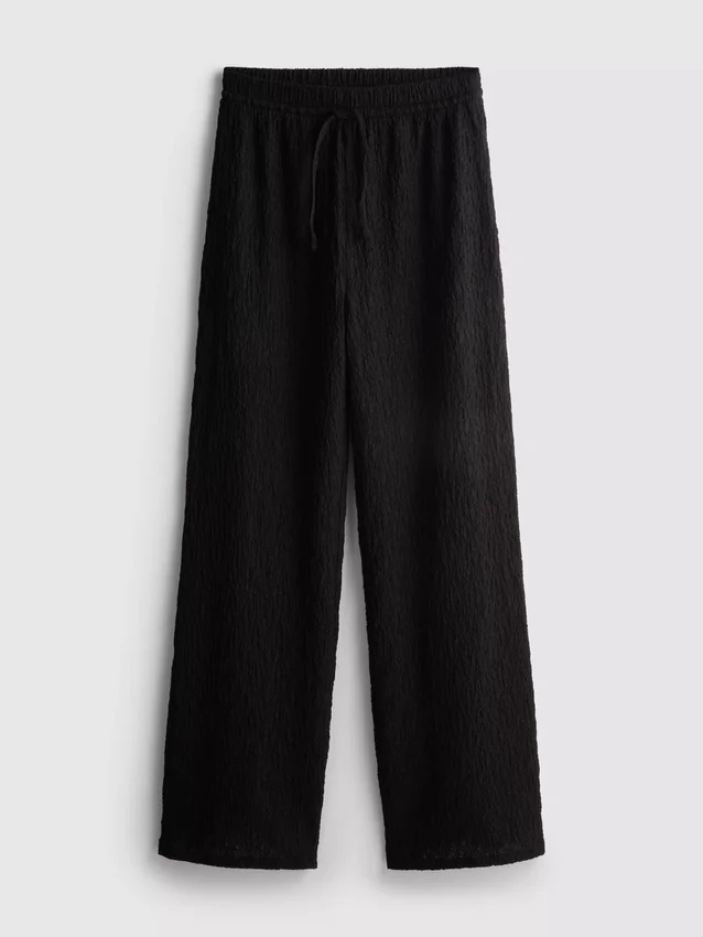 Gekreukelde broek met rechte pijpen en trekkoord