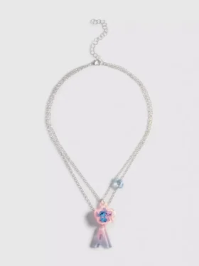Gelaagde ketting met initiaalhanger van Disney's Stitch