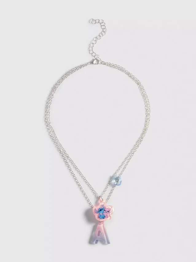 Gelaagde ketting met initiaalhanger van Disney's Stitch