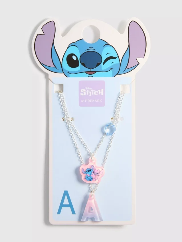 Gelaagde ketting met initiaalhanger van Disney's Stitch