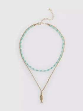 Gelaagde kralenketting in de vorm van een vis