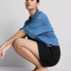 Gepleateerde short van linnenmix