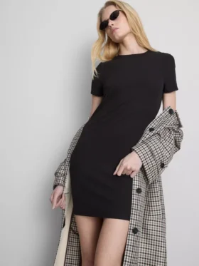 Geribde bodycon mini-T-shirtjurk