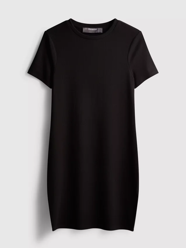Geribde bodycon mini-T-shirtjurk