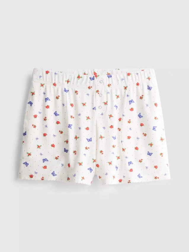 Geribde pyjama-short met vlinderprint