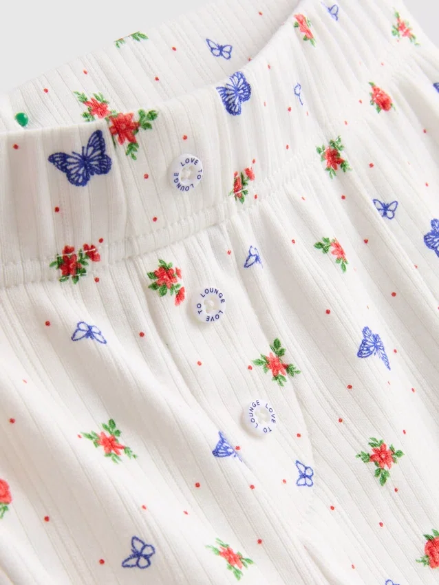 Geribde pyjama-short met vlinderprint