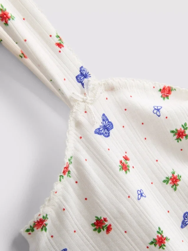 Geribde pyjama-top met vlindermotief