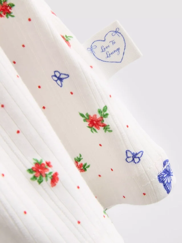Geribde pyjama-top met vlindermotief