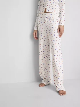 Geribde pyjamabroek met vlinderprint