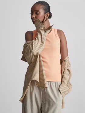 Geribde racerback-tanktop met hoog katoengehalte