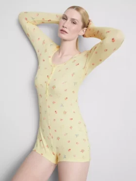 Geribde slaapromper met bloemenprint