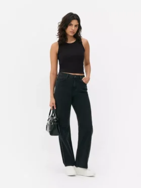 Geribde tanktop met racerback