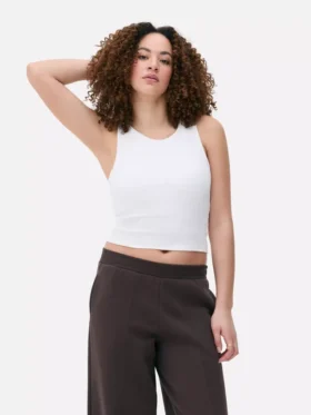 Geribde tanktop met racerback