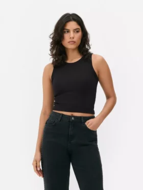 Geribde tanktop met racerback