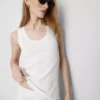 Geribde tanktop van katoenmix