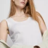 Geribde tanktop van katoenmix