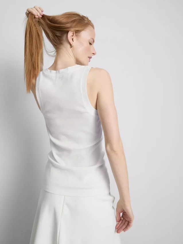Geribde tanktop van katoenmix
