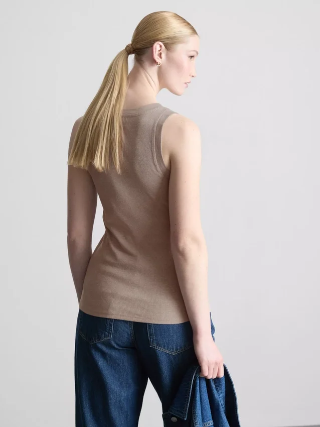 Geribde tanktop van katoenmix