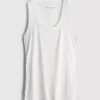 Geribde tanktop van katoenmix
