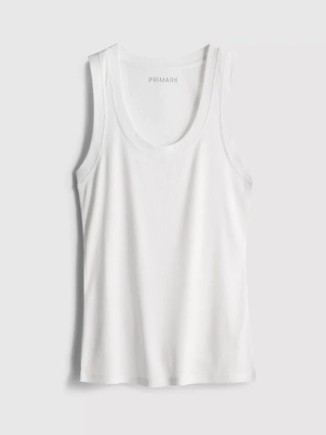 Geribde tanktop van katoenmix