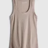 Geribde tanktop van katoenmix