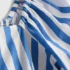 Gestreepte bardot-top met pofmouwen