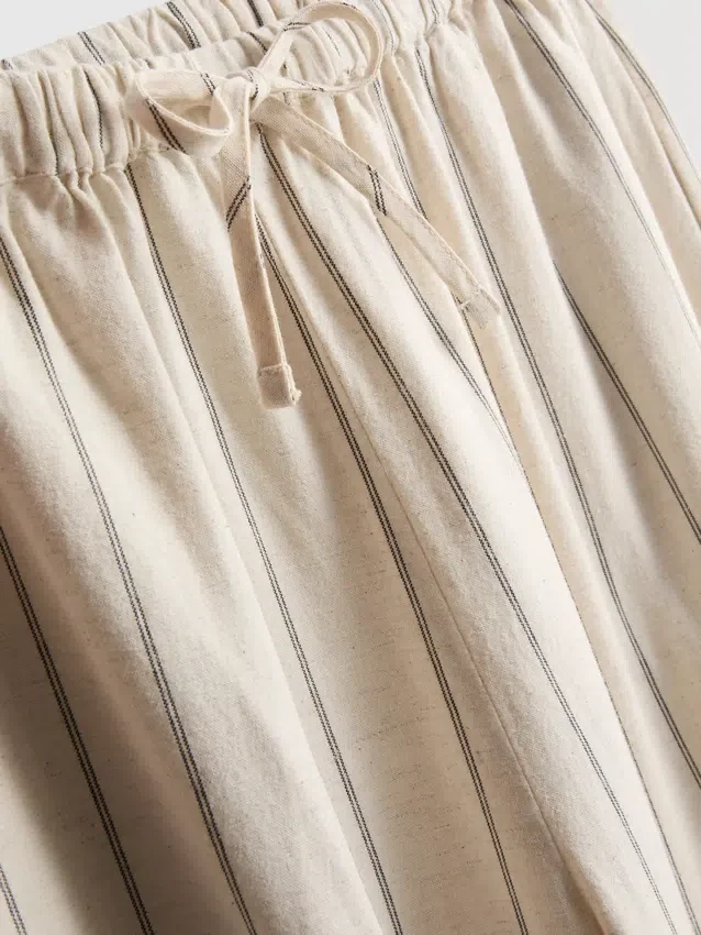 Gestreepte broek met wijde pijpen van katoenmix