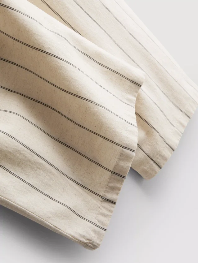 Gestreepte broek met wijde pijpen van katoenmix