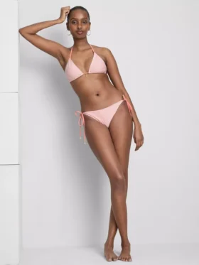 Gestreepte driehoekige bikinitop met zeesterrenprint