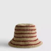 Gestreepte geweven buckethoed