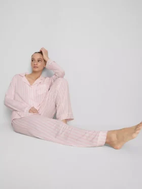 Gestreepte jersey boyfriend-pyjama’s