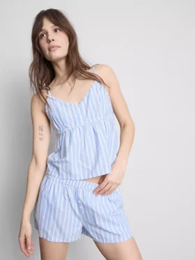 Gestreepte katoenen cami-pyjamatop
