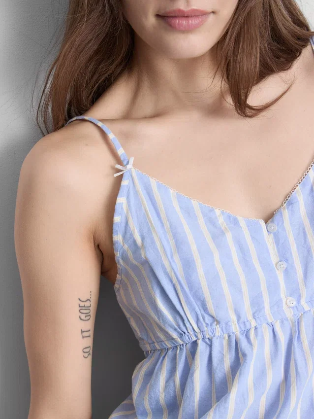 Gestreepte katoenen cami-pyjamatop