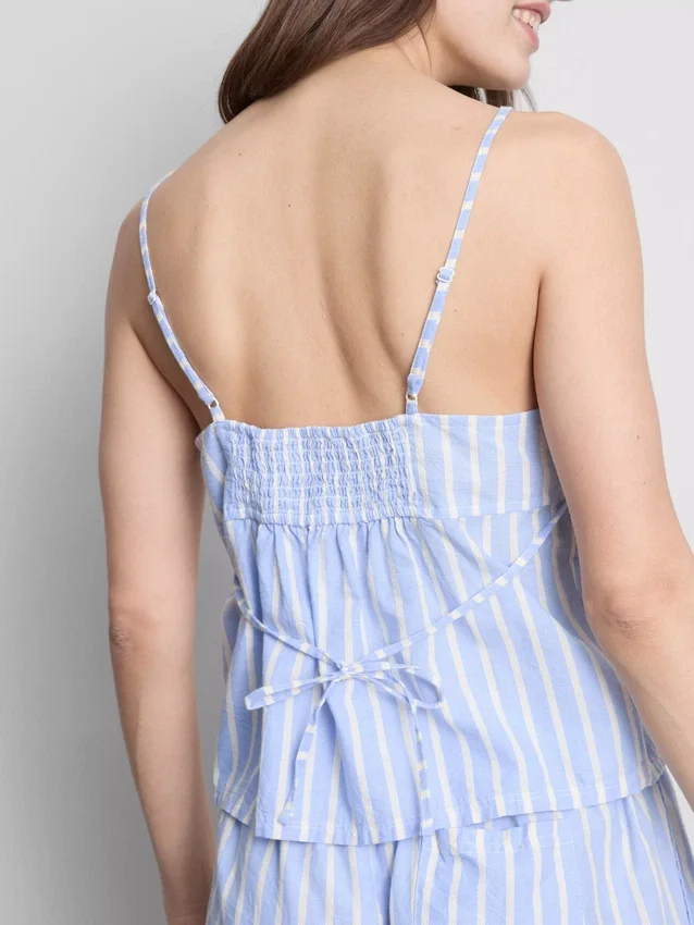 Gestreepte katoenen cami-pyjamatop