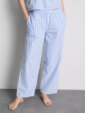 Gestreepte katoenen Oxford-pyjamabroek