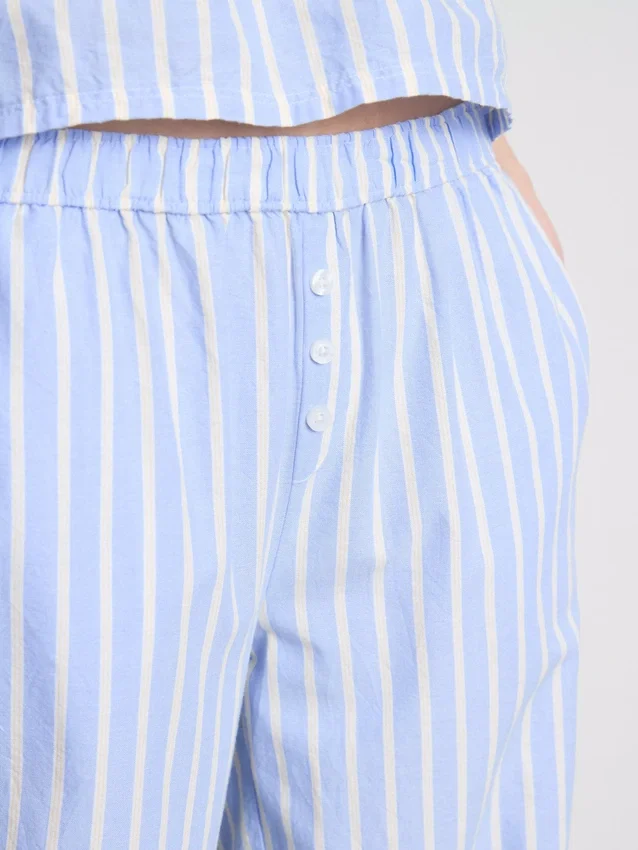 Gestreepte katoenen Oxford-pyjamabroek