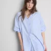 Gestreepte katoenen pyjama-overhemd in oxford-stijl