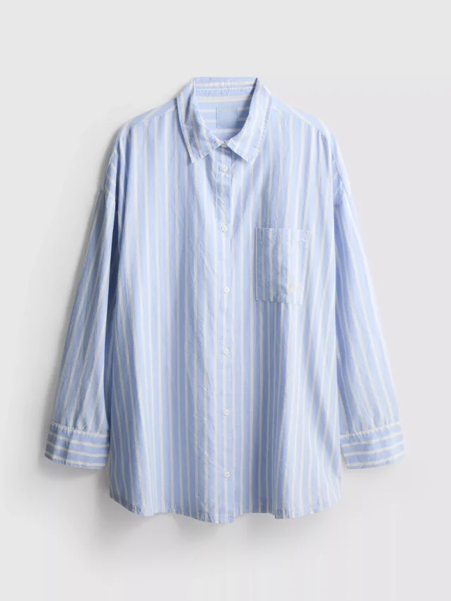 Gestreepte katoenen pyjama-overhemd in oxford-stijl