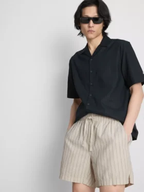 Gestreepte korte Shorts van linnenmix