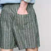 Gestreepte korte Shorts van linnenmix