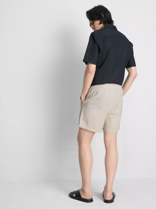 Gestreepte korte Shorts van linnenmix
