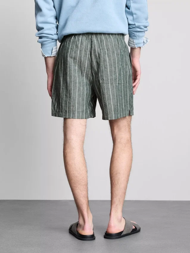 Gestreepte korte Shorts van linnenmix