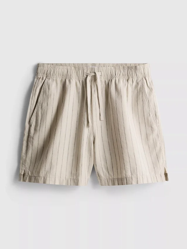 Gestreepte korte Shorts van linnenmix