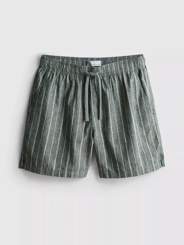 Gestreepte korte Shorts van linnenmix