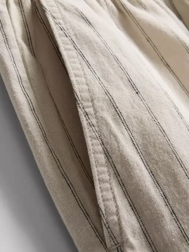 Gestreepte korte Shorts van linnenmix