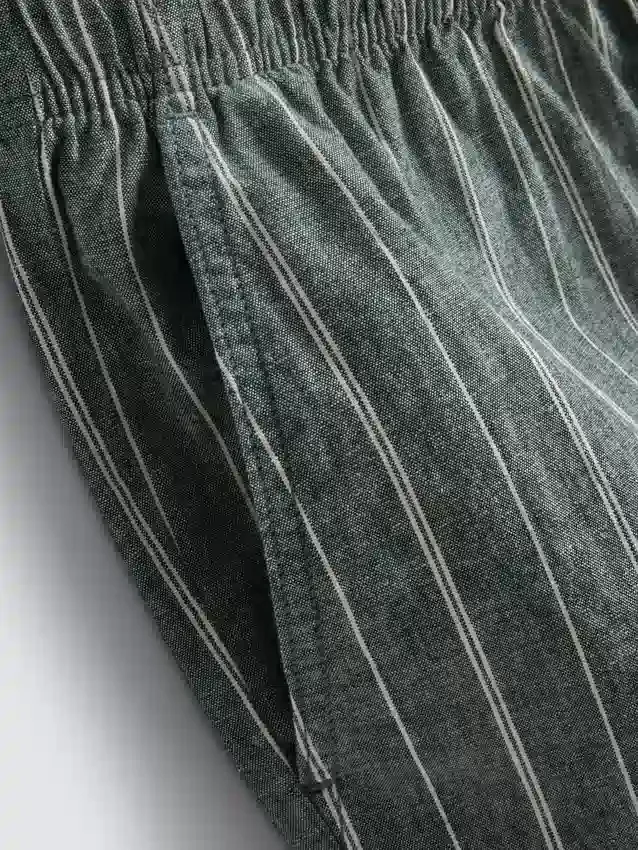 Gestreepte korte Shorts van linnenmix