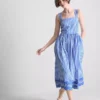 Gestreepte maxi-jurk met borduursels