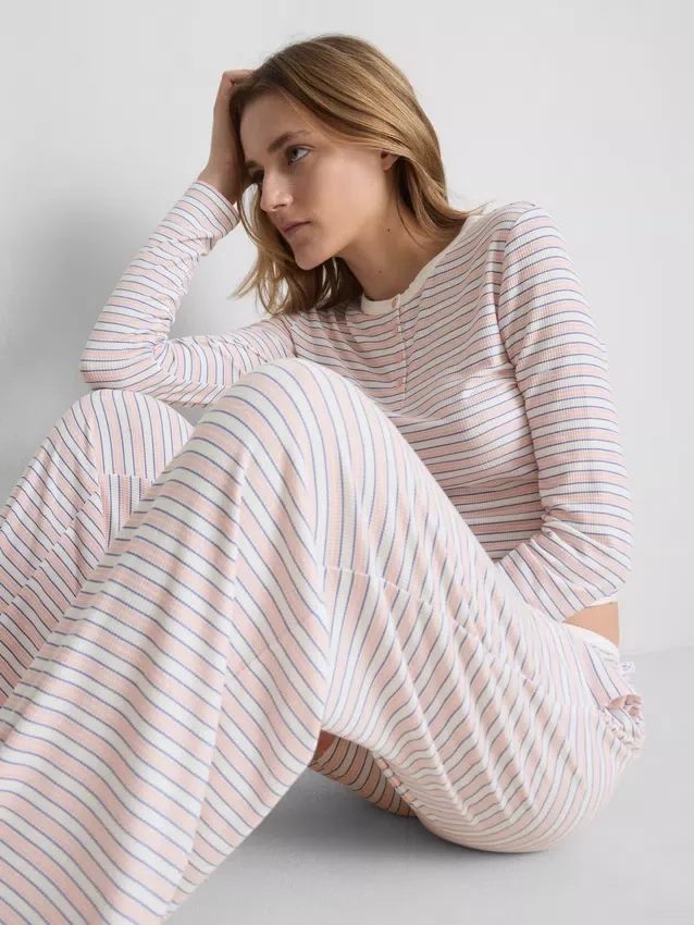 Gestreepte pyjamabroek met ribboord