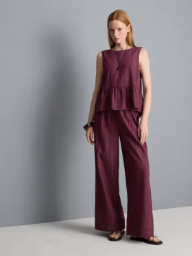 Gestreepte tanktop met peplumzoom